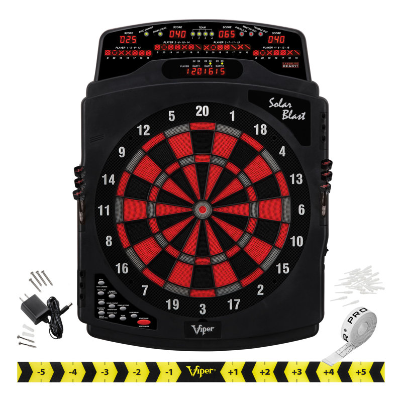 Viper Solar Blast Electronic Dartboard with Metropolitan Cinnamon Pine Cabinet
