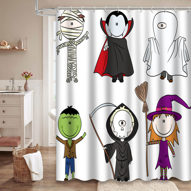 Rideau de douche pour enfants avec 12 crochets Halloween, L 72 po x l 72 po