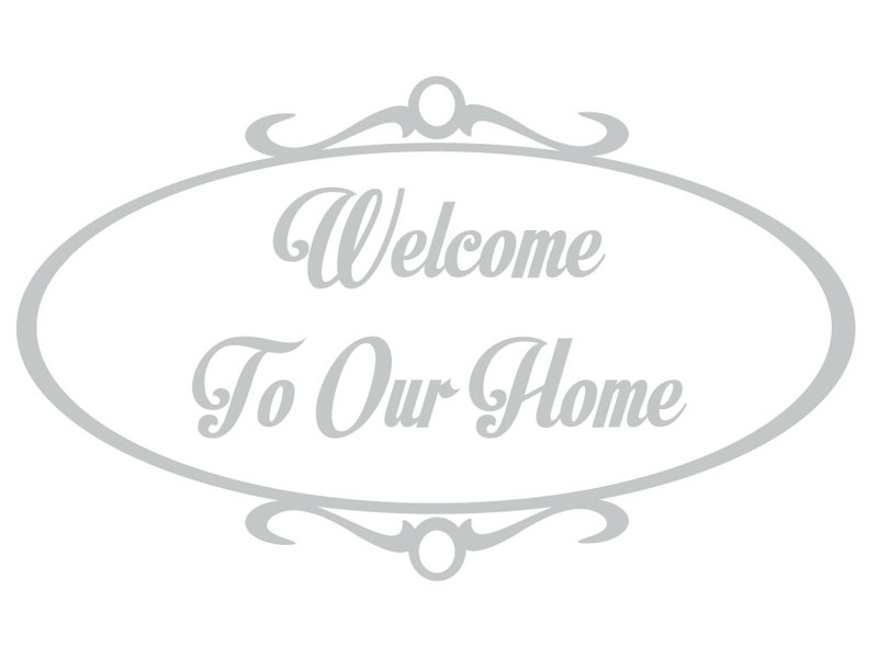 Décalcomanie murale welcome to home, H 36 po x l 60 po x P 0,01 po, Gris clair