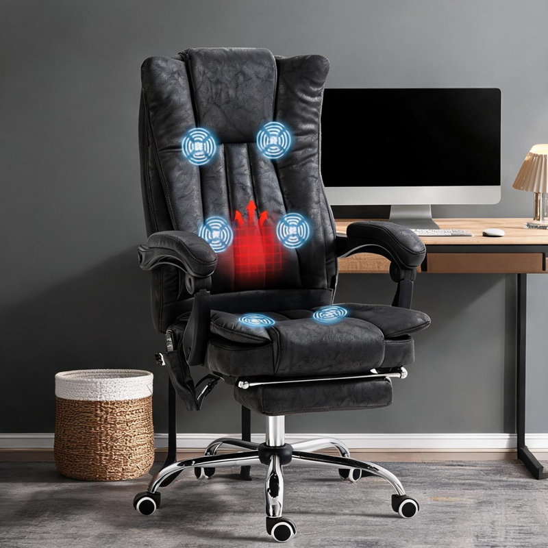 Chaises de bureau 9,7 x 10,4 x 18,6 po avec télécommande en polyester noir, siège pivotant