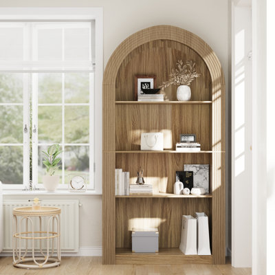 78.74" Tall 4-Tier Arched Bookcase with Open Display Storage Shelf