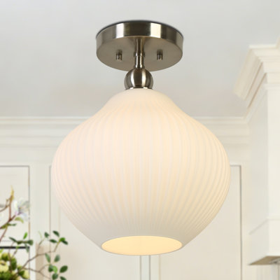 1- Light Dimmable Silver Semi Flush Mount