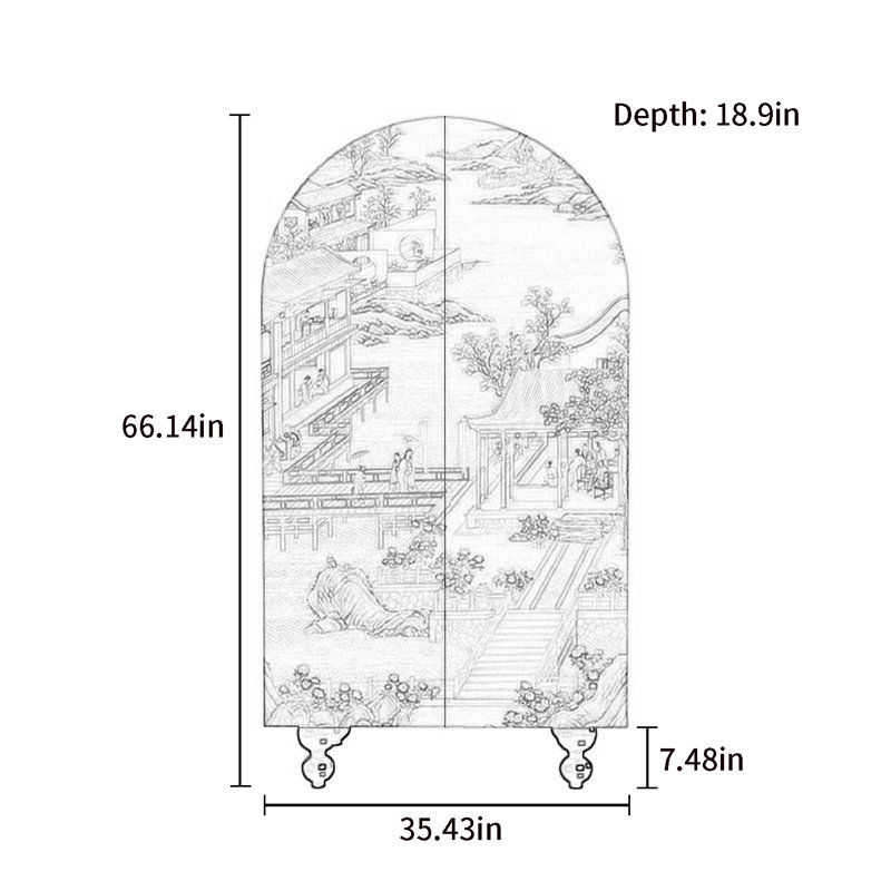 Armoire arquée avec tablettes et portes