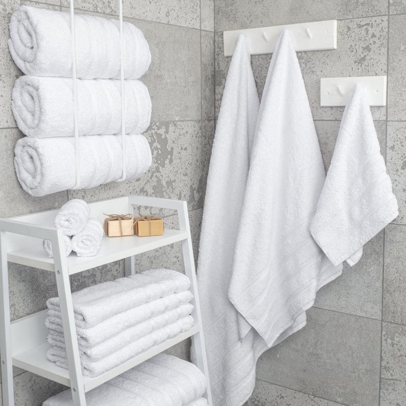 Ensemble de serviettes de bain turques de luxe 100% coton 4 pièces Edison Collection, Blanc