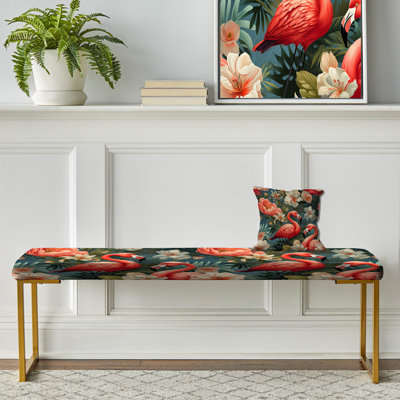 Flamant rose avec motif animal tropical - banc rembourré à imprimé animal