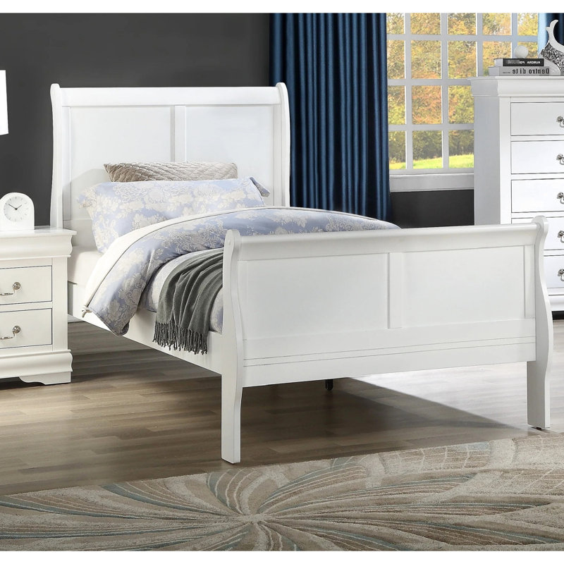 Lit simple en bois massif blanc pour la chambre à coucher, style, pieds de support, anglais, performance de base nécessaire dans la facette transitionnelle