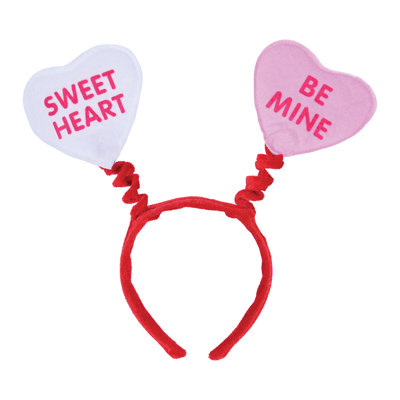 Serre-tête Beistle Candy Heart Boppers – Accessoire de tête fantaisie en forme de cœur avec serre-tête en plastique à pression pour les fêtes de la Saint-Valentin et les cabines photo