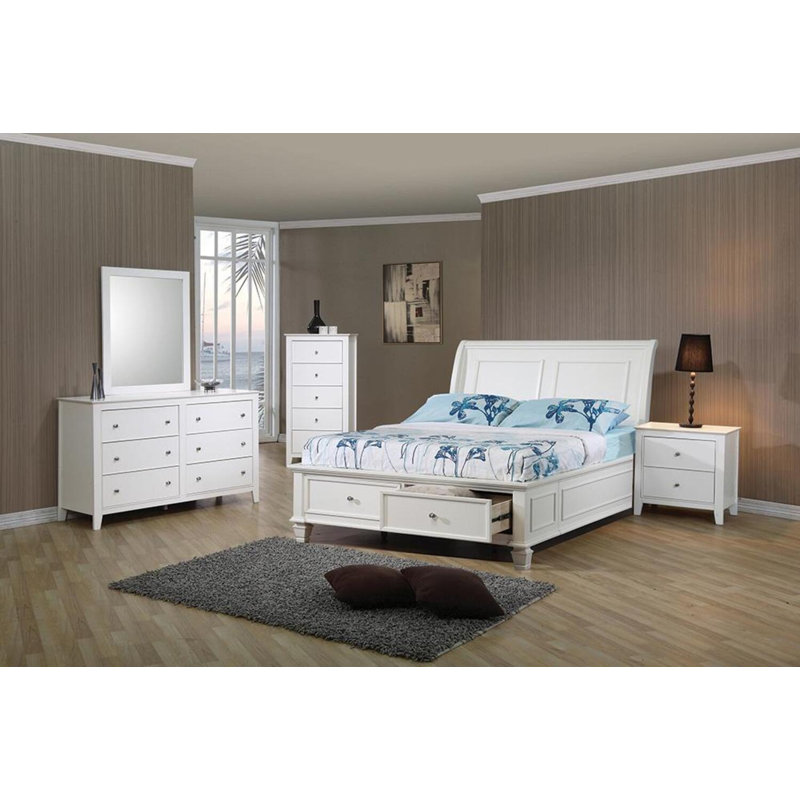Shoni Sleigh Bed with Drawers, Twin