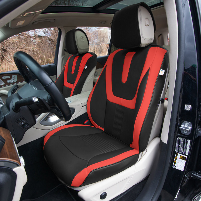 Ensemble de housses de siège de voiture en similicuir de luxe Hybrid70, Rouge