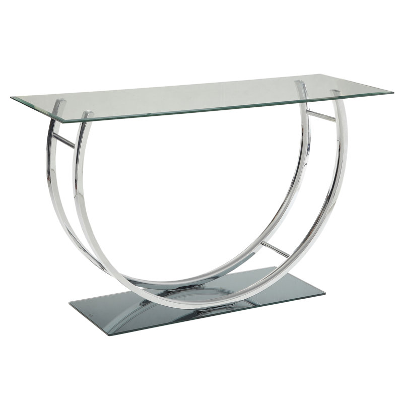 Nyvian 48'' Glass Top Console Table, Gray