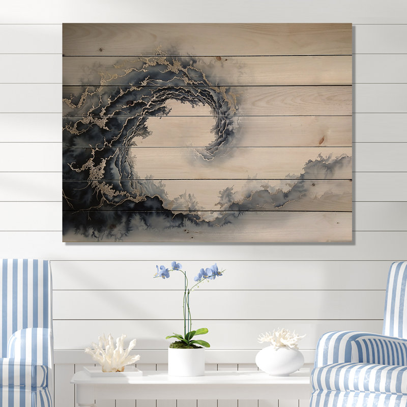 Vortex cosmique I - Décoration murale en bois côtier sur bois de pin naturel, H 34 po x l 44 po