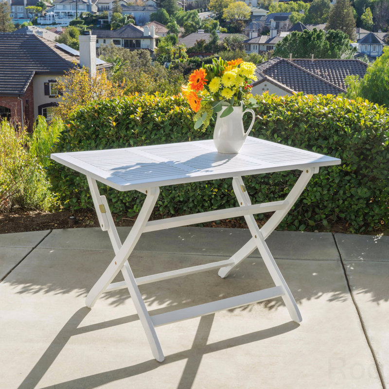 Table de patio pliable 43,5 po, Blanc