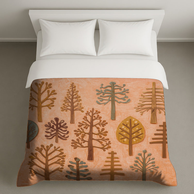 Housses de couette à motif d'arbre stylisé, Très grand lit