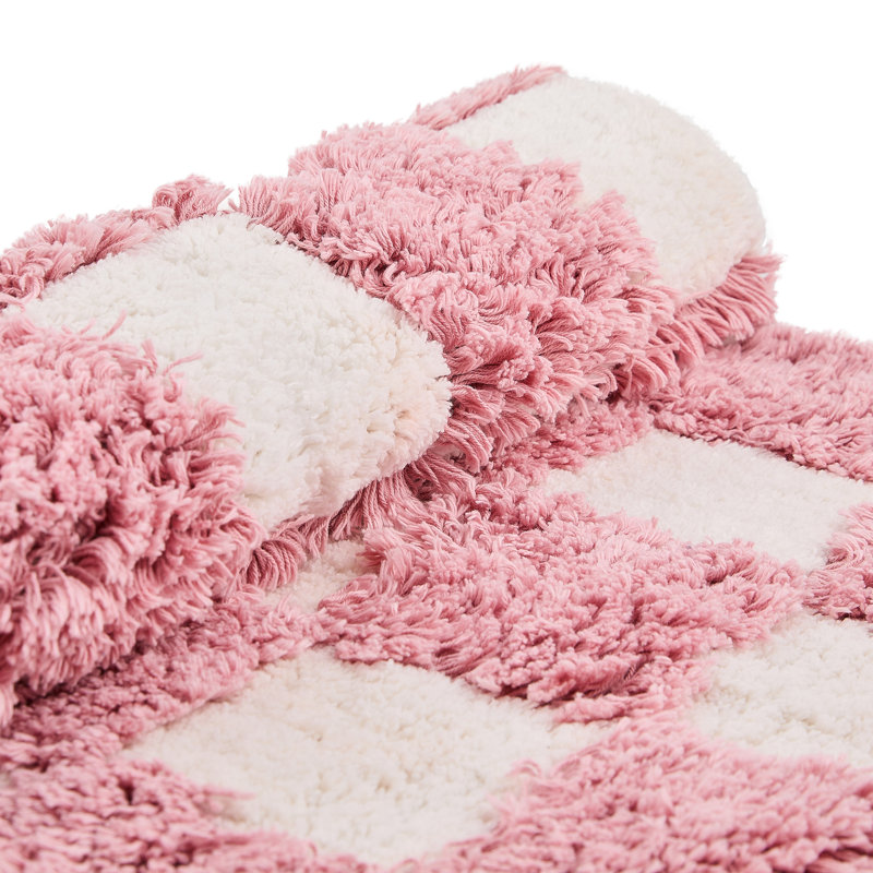 Checkerboard Bath Rug, Pink
