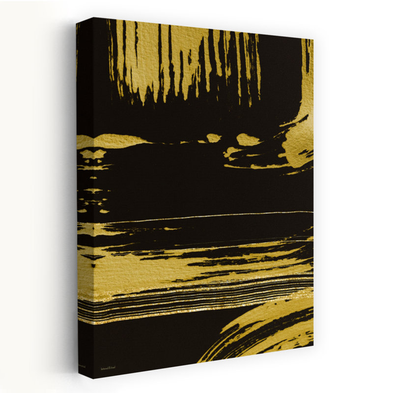 Art mural abstrait contemporain doré au chocolat doré, H 60 po x l 40 po