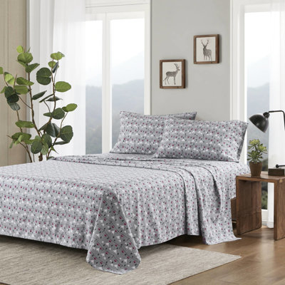 Ensemble de 3 draps de lit gris 100% flanelle de coton doux en velours doux brossé des deux côtés