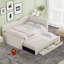 Lit de jour double en métal blanc avec rangement gigogne-2102708200