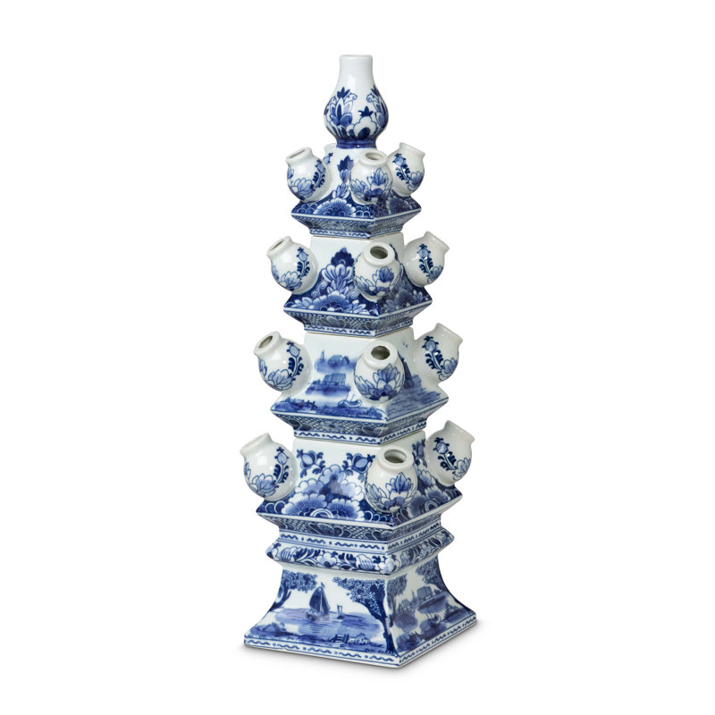 Imperial Ceramic Chinoiserie Tulip Vase, Blue And White
