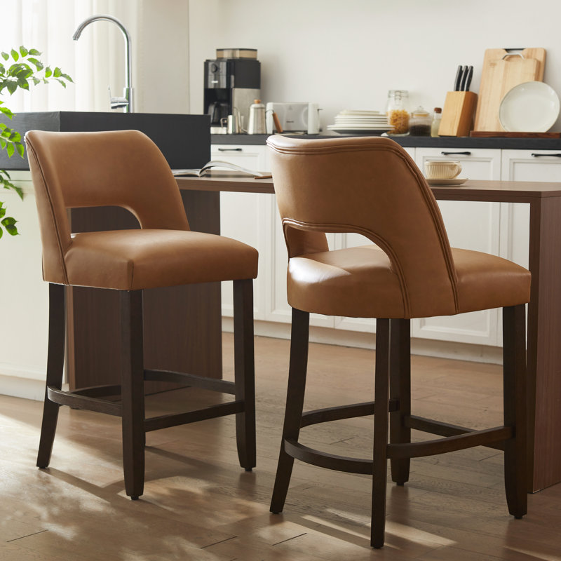 Ensemble de 2 tabourets de bar Bisto, Brun