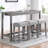 Multifunctional Wooden 4 Piece Bar Table Set With Power Outlet, 1 Bar Table And 3 Chairs Set, Dining Table Set, Industrial Breakfast Table Set-2086742103-2086742102