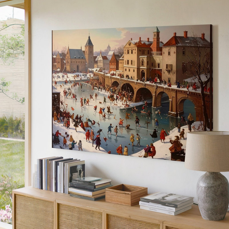 «Winter Village Festival», toile d'art sur toile, H 20 po x l 20 po