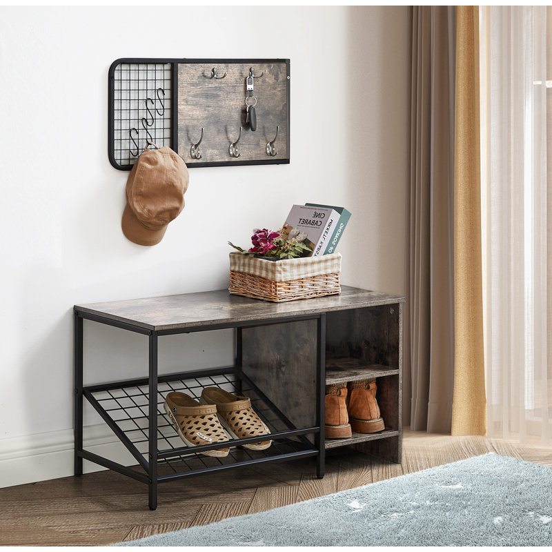 4 Pair Solid Wood Shoe Rack, Gray