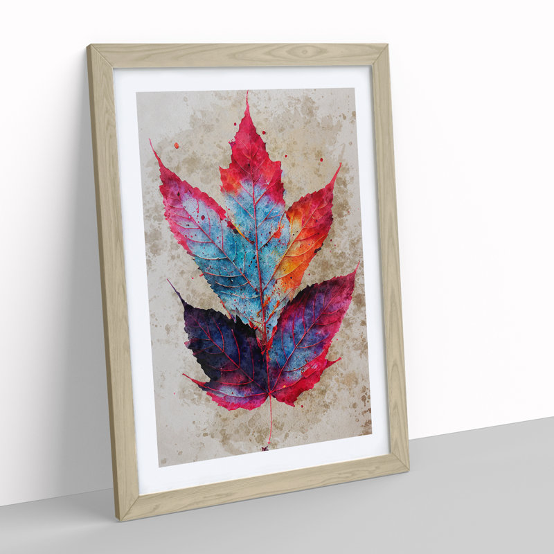 XV1022-4942X Vibrant Leaf - Print, Oak Framed Paper, 66cm H x 48cm W, White