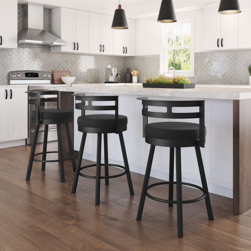 Brookford Swivel Counter & Bar Stool, Counter Stool (26.625" Seat Height), Warm Gray, Black