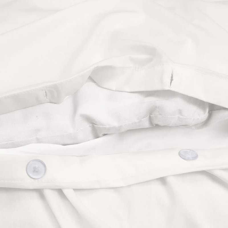 100% Egyptian-Quality Cotton Duvet Cover Set 3 Piece 200 TC Solid Duvets with Button Closure and 2 Pillow Shams, White