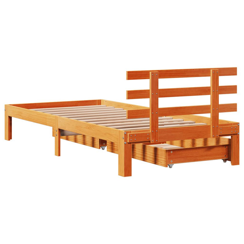 Bed Frame With Drawers Without Mattress, Small Single (2'6), Wax Brown