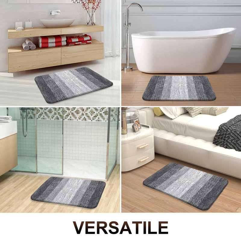 Extra Soft Microfiber Rectangle Bath Rug, Grey