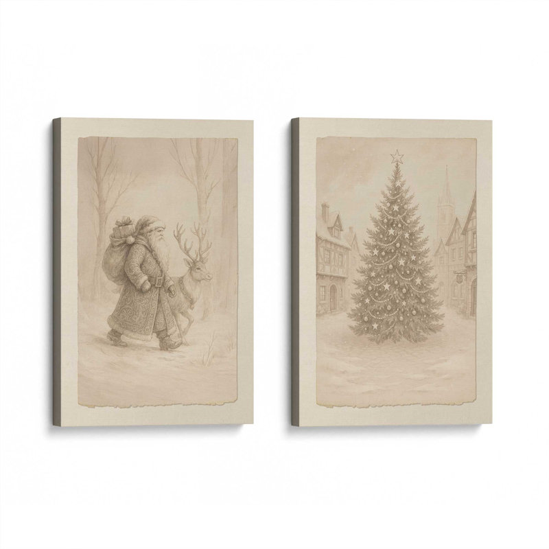 Lettres du Nord, ensemble de 2 impressions sur toile, H 13 po x l 40 po, Toile tendue, Toile tendue