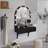 Floating Makeup Vanity Desk with Mirror & 3-Color Lights, Wall Dressing Table with Power Outlet, Compact vanity, Large Storage, Black-1707826272