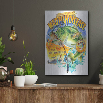 Art mural en métal Lark Manor ™ «Mad Fish» par James Mazzotta