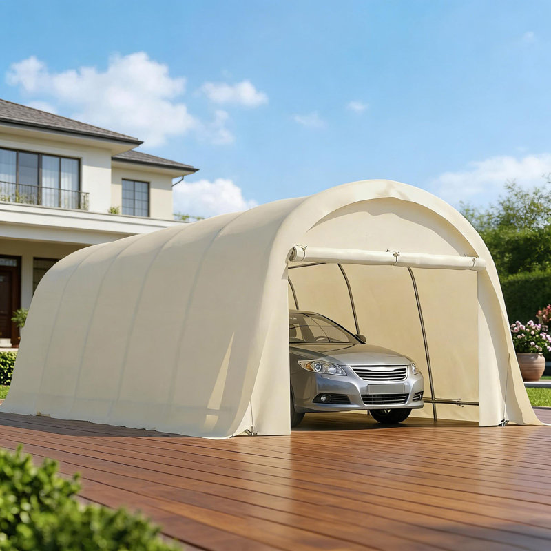 Tente de garage spacieuse, abri d'auto robuste, Beige
