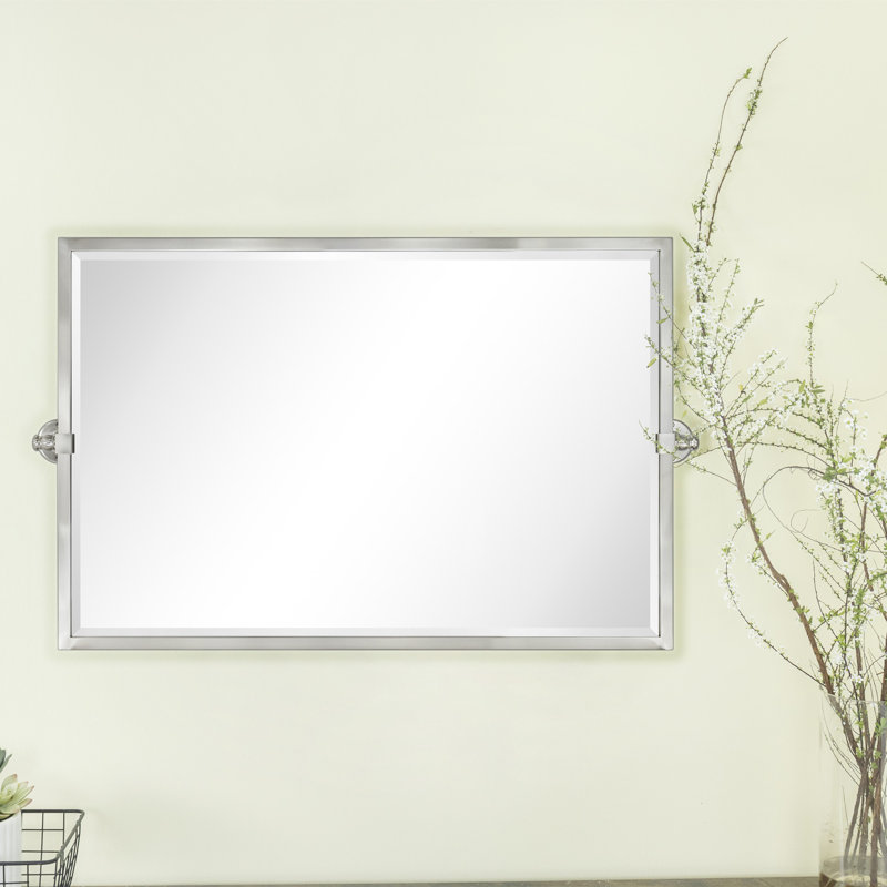 Metal Rectangle Mirror, Brushed Nickel, 24" x 35"