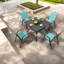 Ensemble de salle à manger de patio durable 5 pièces, table à grain de bois rétro, style industriel, idéal pour le jardin et l'extérieur