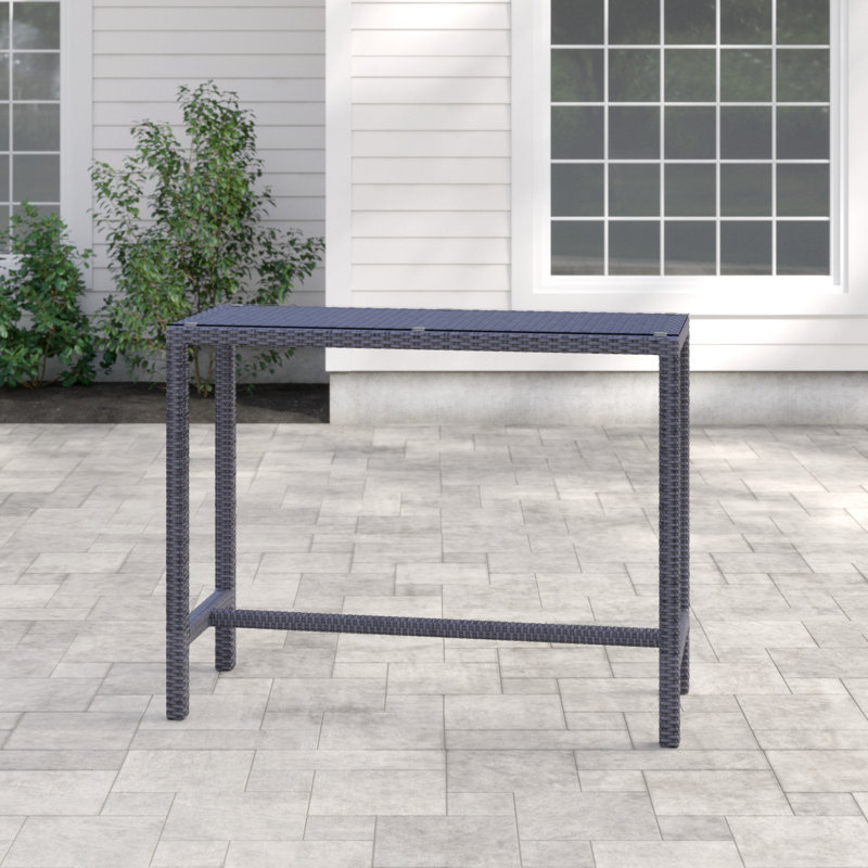 Convene Wicker Rattan Outdoor Patio Rectangle Bar Table in Espresso