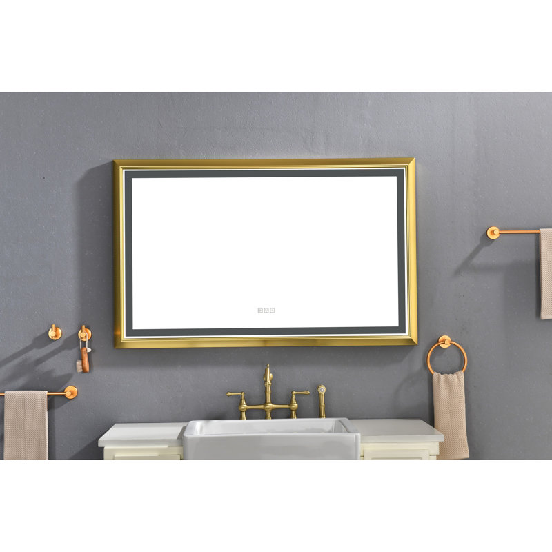 Miroir de salle de bain mural 48 po x 30 po en aluminium avec brouillard