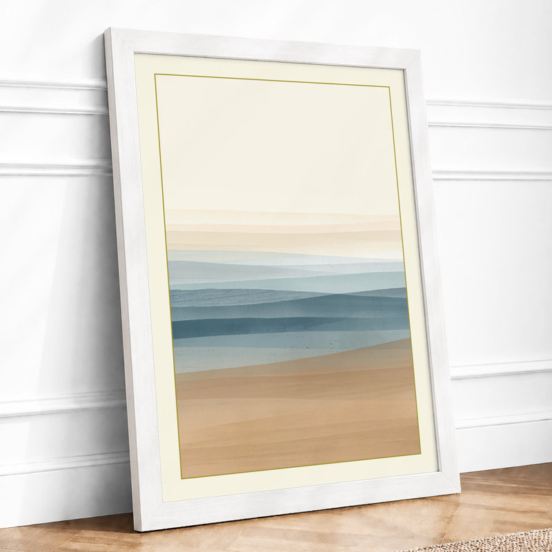 Quiet Seaside Moment Coastal - Framed Print, A4 - 29.7 x 21.0 cm, White