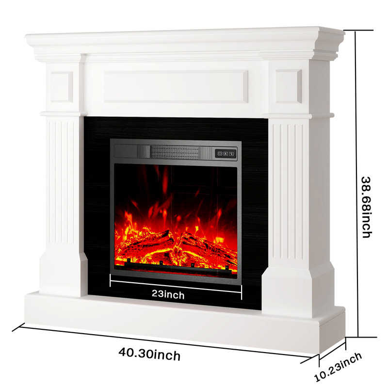 Electric Fireplace With Mantel, 1400W Faux Fireplace, Highly Realistic 3d Flame, Adjustable Temp, With Timer