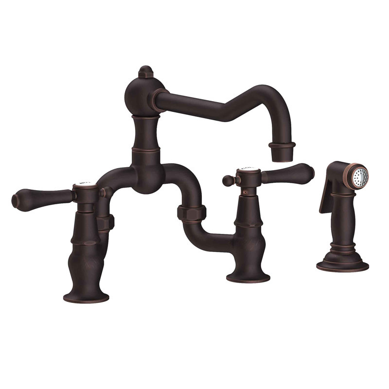 Chesterfield Bridge Faucet with Side Spray, Venetian Bronze, Lever Handle