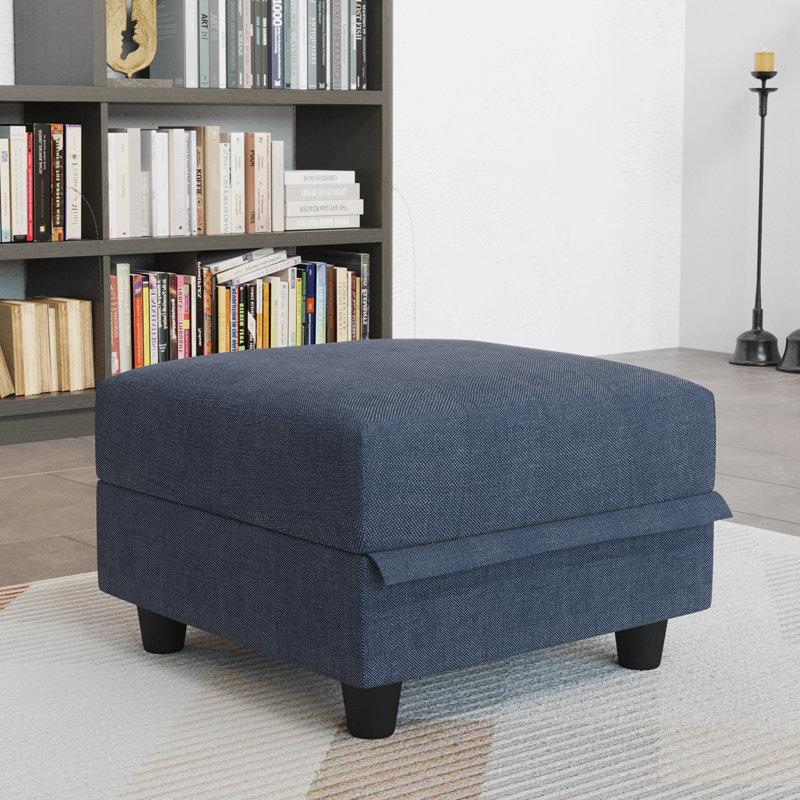 Repose-pieds de rangement en tissu Tomario, Bleu