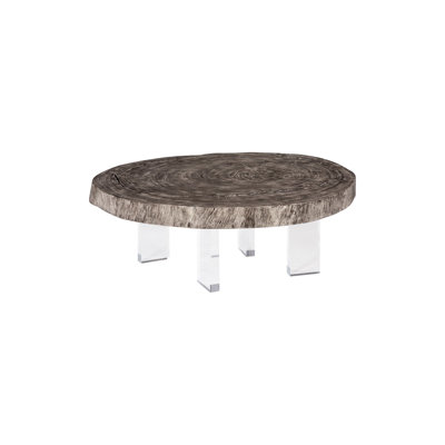 Floating Coffee Table On Acrylic Legs, Gray Stone , Size Varies