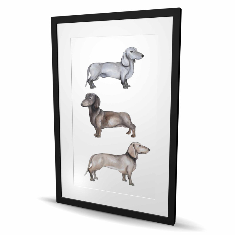 «Dachshund Dogs», reproduction encadrée avec passe-partout | Décoration intérieure