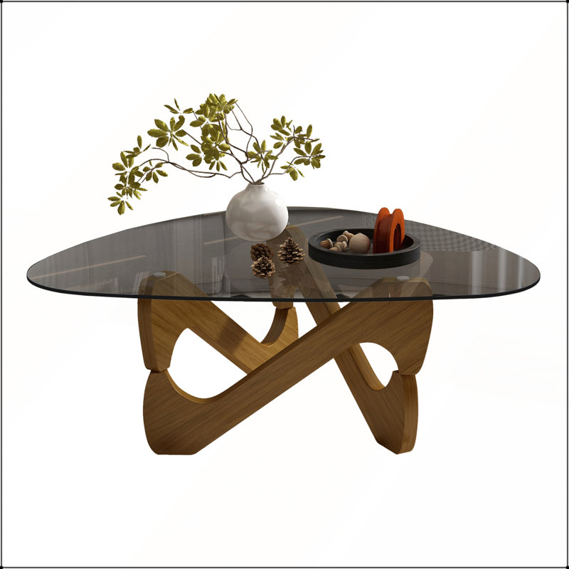 Table basse Mid-Century moderne en verre au design épuré, parfaite pour les salons, les chambres et les bureaux