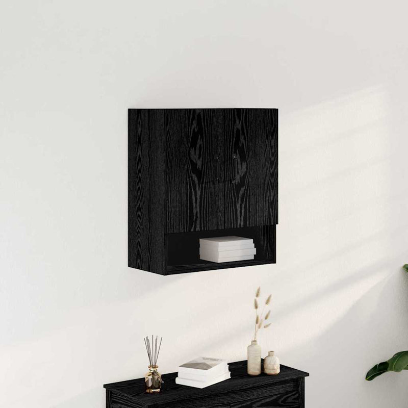 vidaXL Wall Cabinet Hanging Storage Cabinet Wall Cupboard Engineered Wood, Black Oak