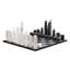 Chess Set Acrylic Chicago Vs Los Angeles With B/w Wood Hatch Board