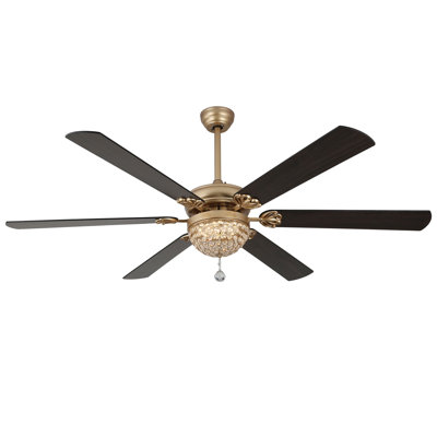 Landria Tiffany 65" LED Glam Crystal Caged Ceiling Fan with Dimmable Lights and Remote Control