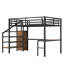 Grand lit mezzanine en métal avec bureau en L Roomfitters, ports USB, éclairage DEL et tablettes réglables, bois-870218066